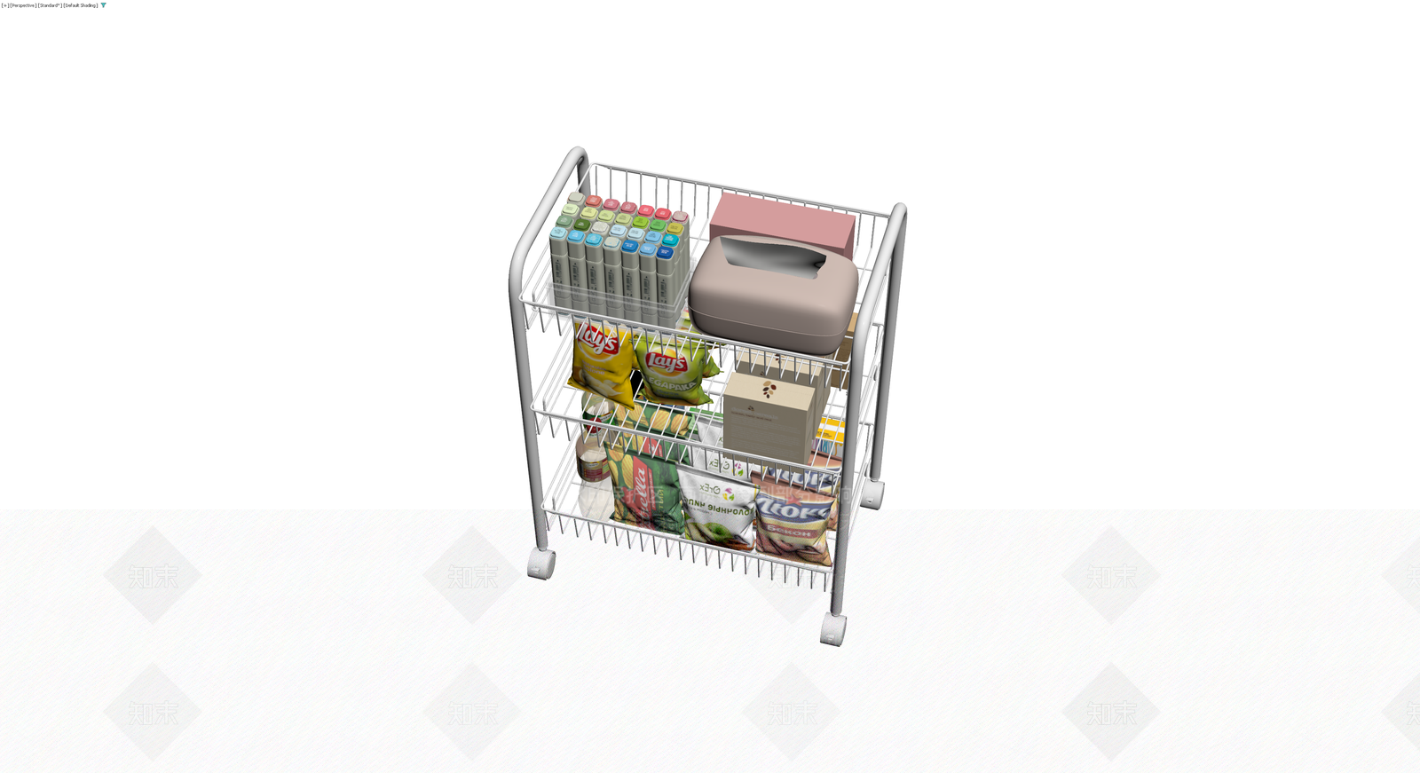 多层置物架及陈列商品组合3D模型下载【ID:1230316729】