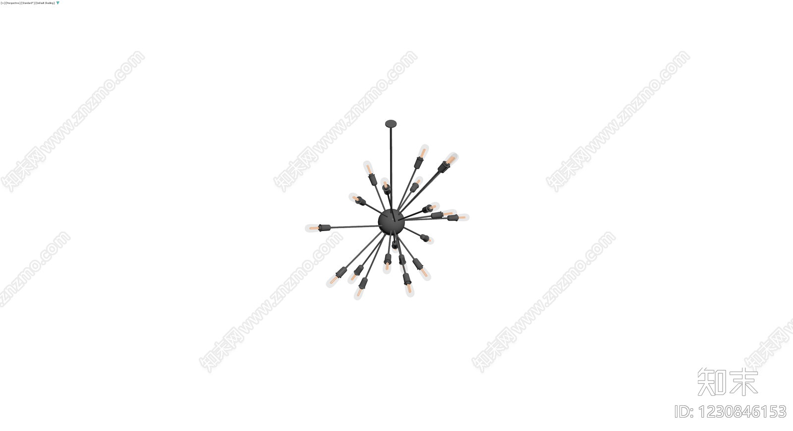 黑色多臂吊灯3D模型下载【ID:1230846153】