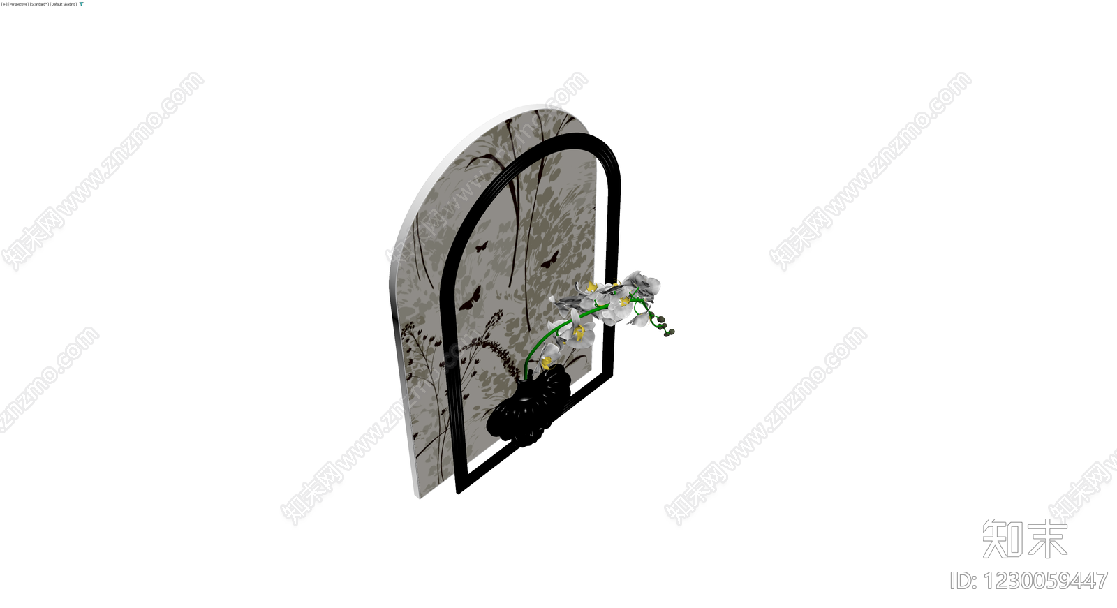 拱形屏风配花瓶3D模型下载【ID:1230059447】