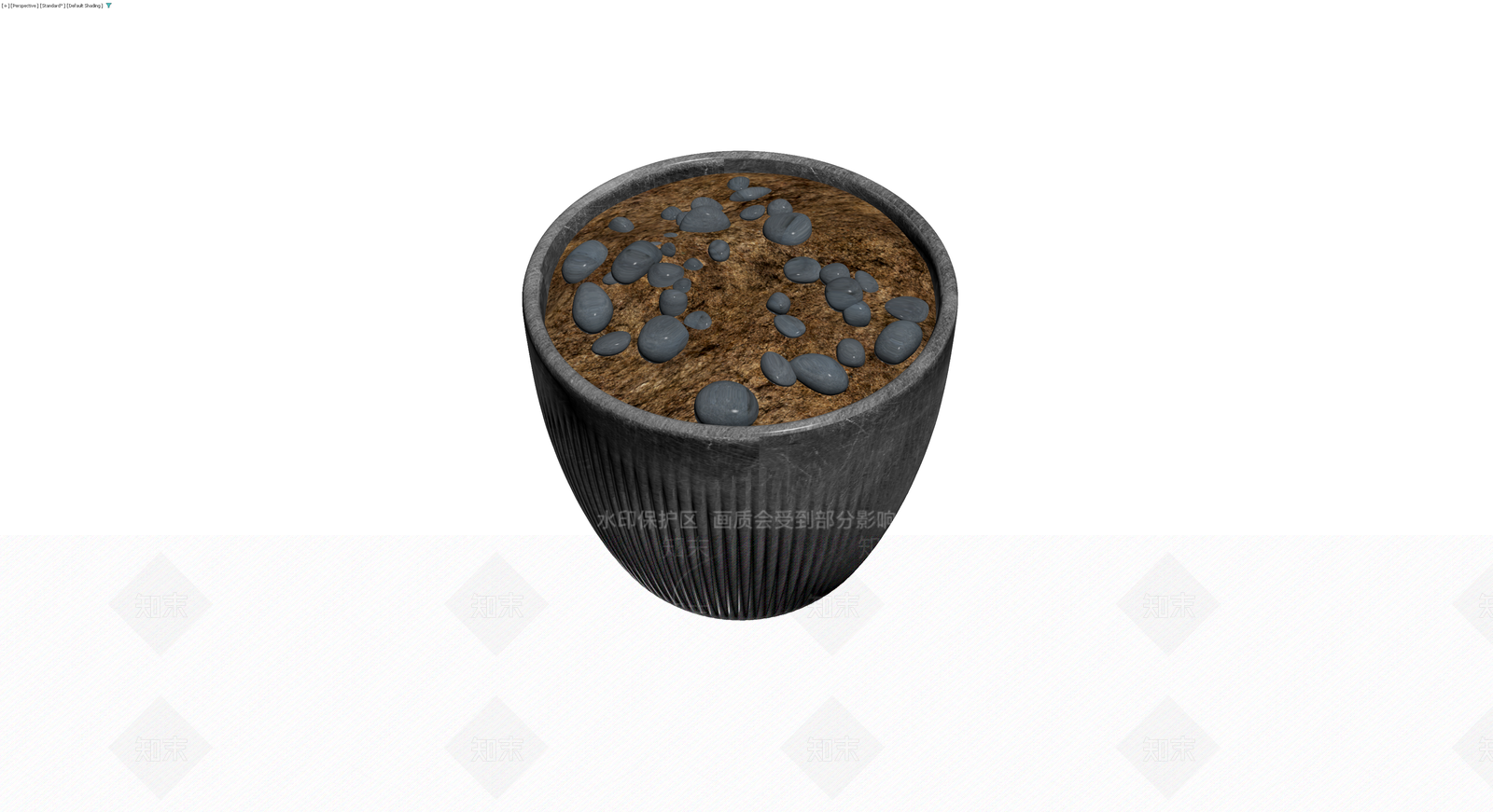 带石子的灰色纹理花盆3D模型下载【ID:1230352227】