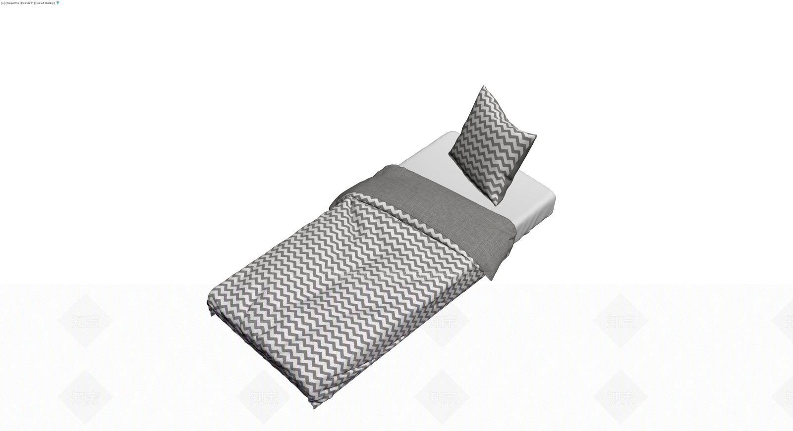 灰色波浪纹床品组合3D模型下载【ID:1230609391】