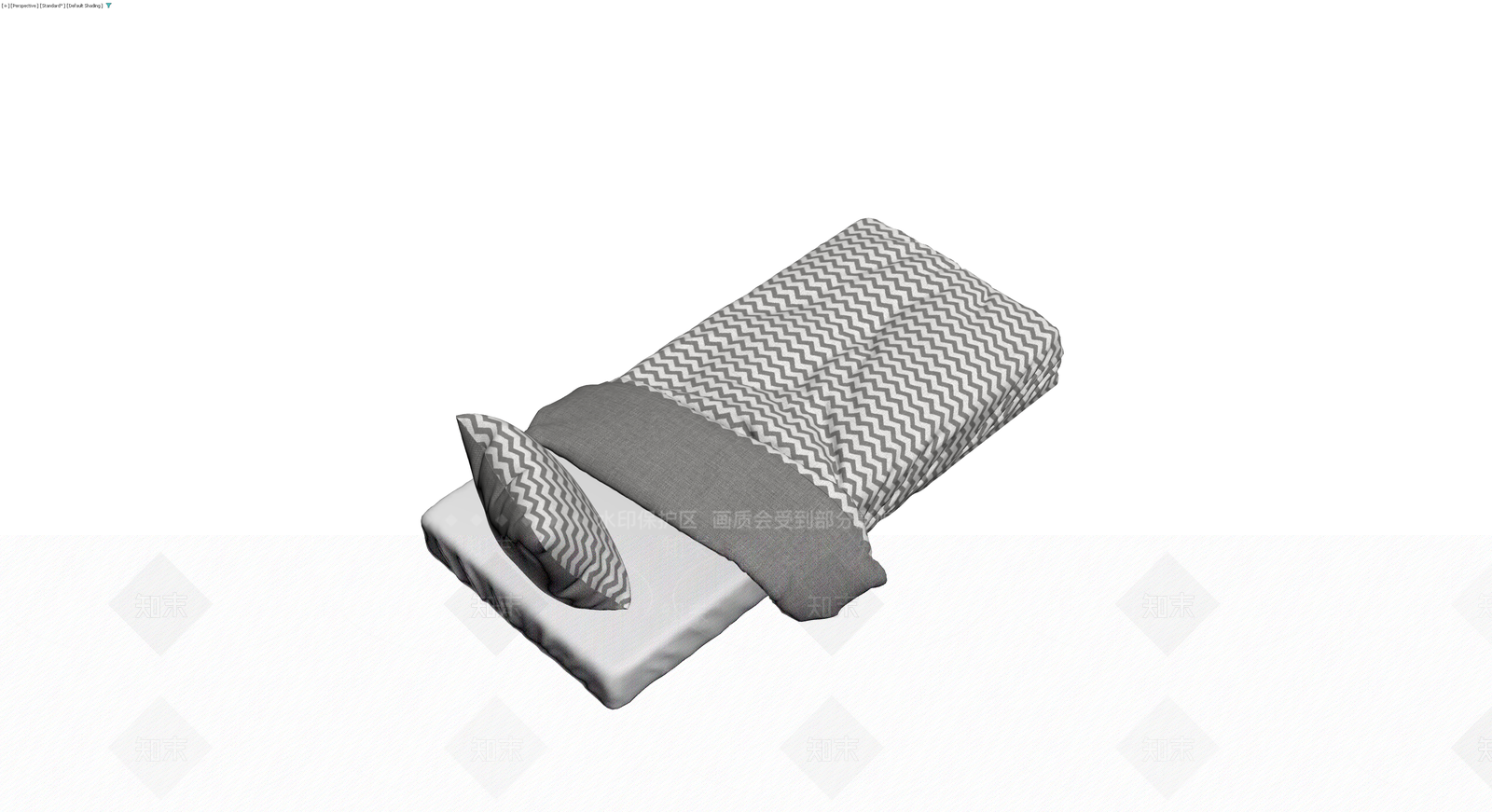 灰色波浪纹床品组合3D模型下载【ID:1230609391】
