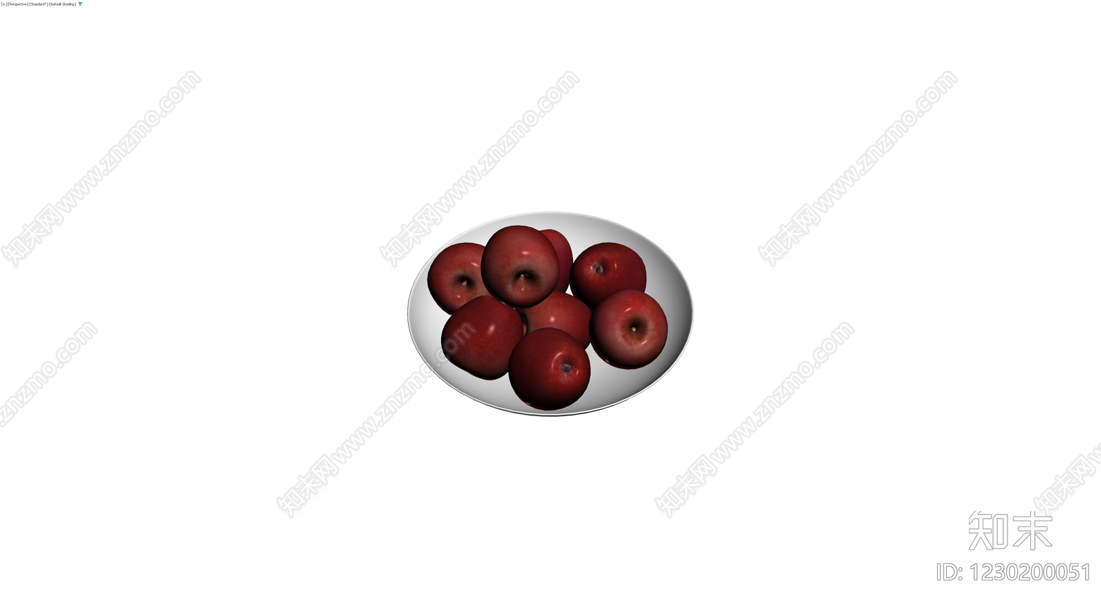 白盘红苹果组合3D模型下载【ID:1230200051】