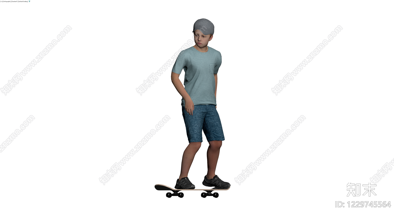 滑板少年人物模型3D模型下载【ID:1229745564】