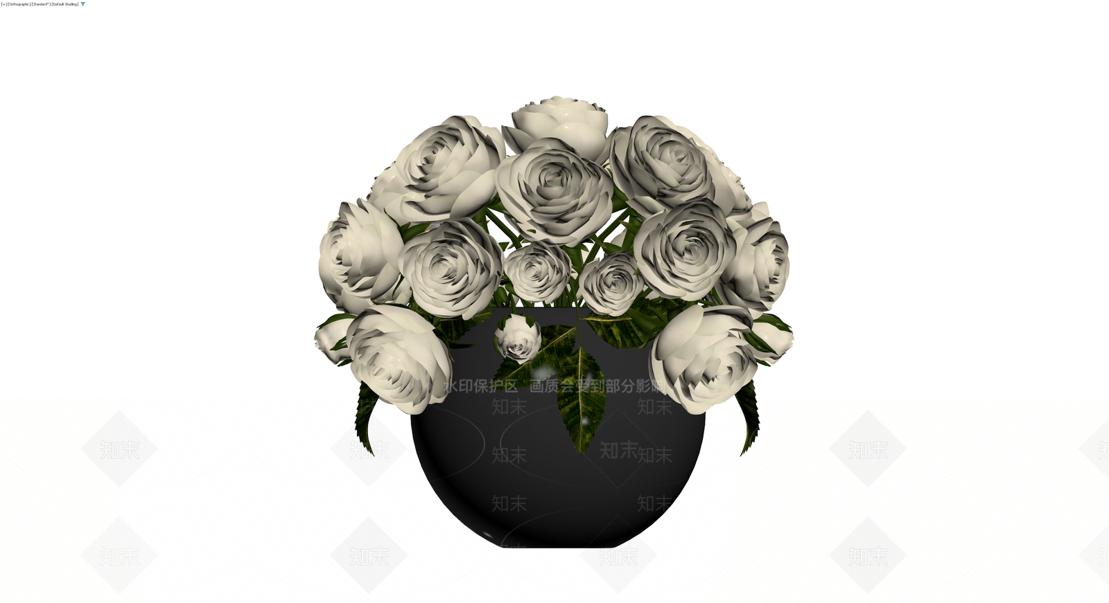 黑盆白玫瑰花艺3D模型下载【ID:1230374813】