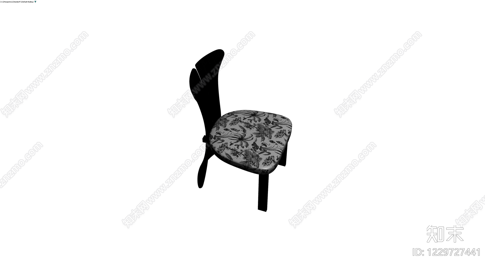黑色框架印花软包椅3D模型下载【ID:1229727441】