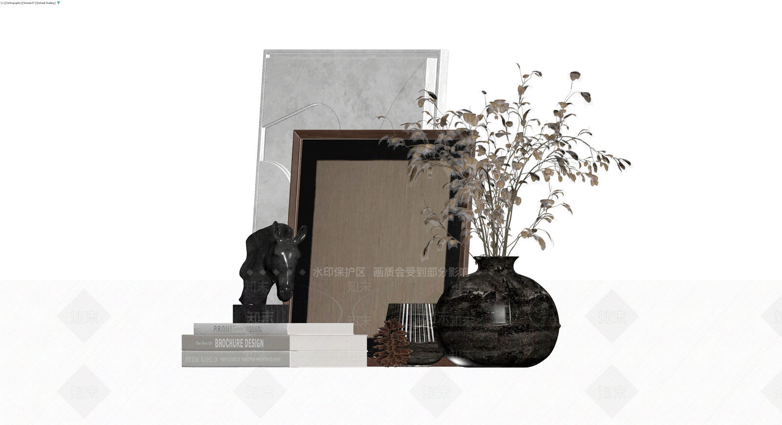 装饰画与书籍组合摆件3D模型下载【ID:1229917337】