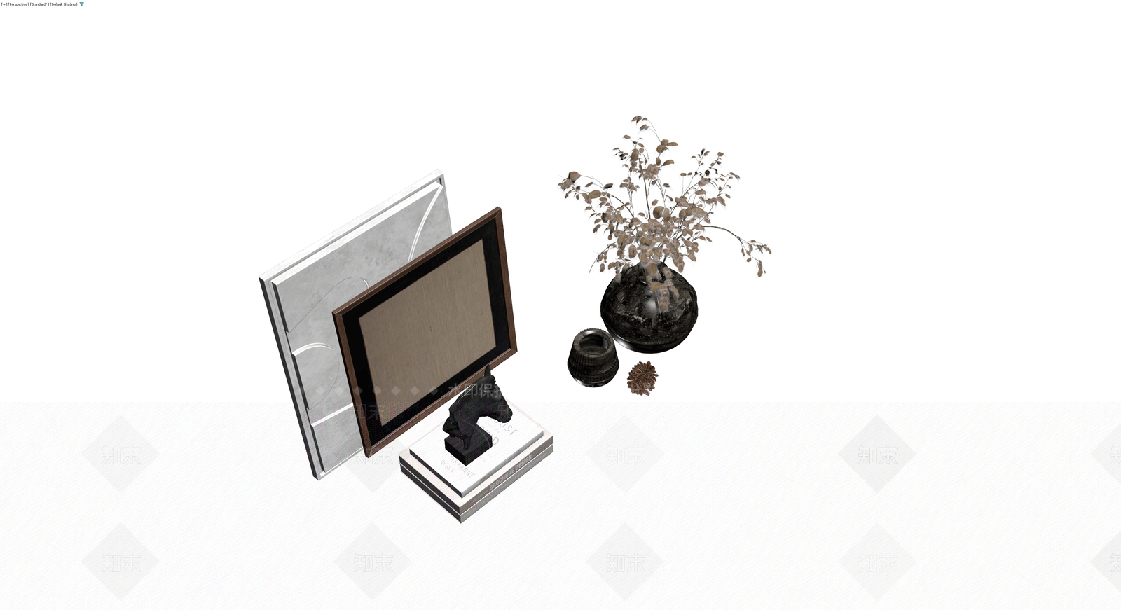 装饰画与书籍组合摆件3D模型下载【ID:1229917337】