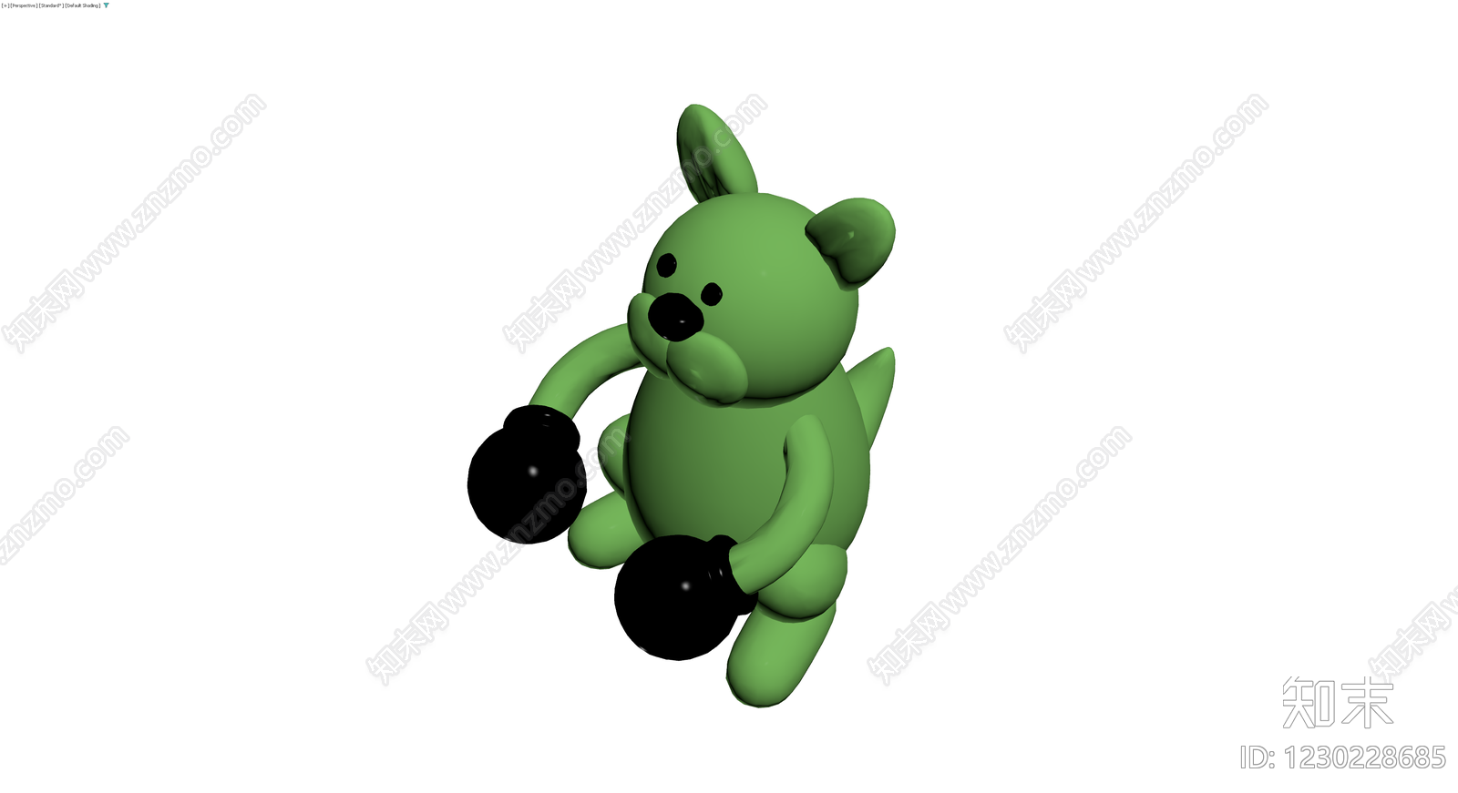 绿色拳击袋鼠雕塑3D模型下载【ID:1230228685】