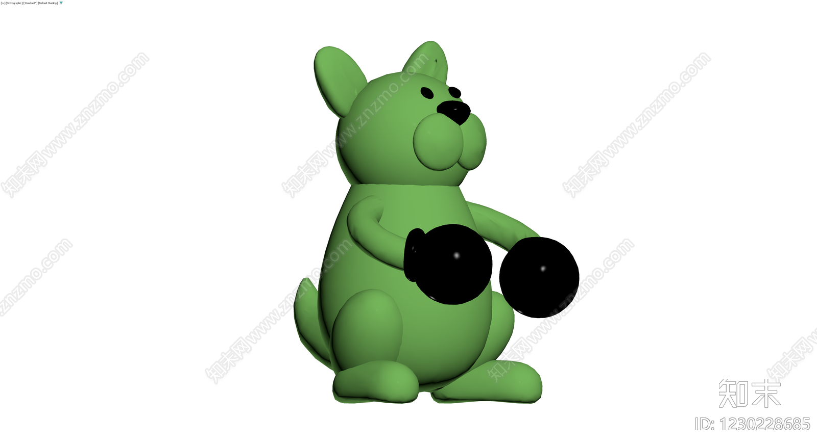 绿色拳击袋鼠雕塑3D模型下载【ID:1230228685】