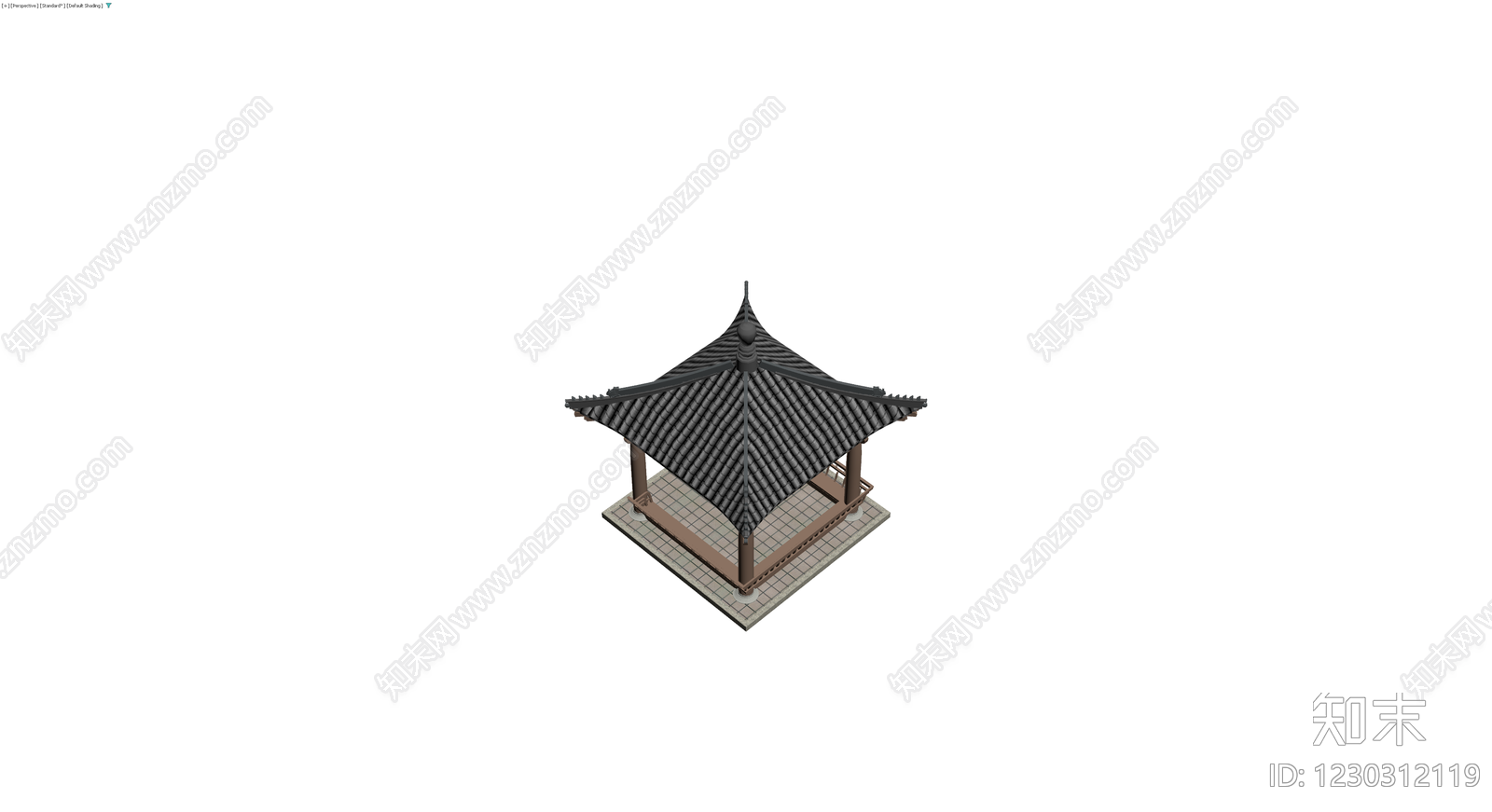 传统中式四角凉亭3D模型下载【ID:1230312119】