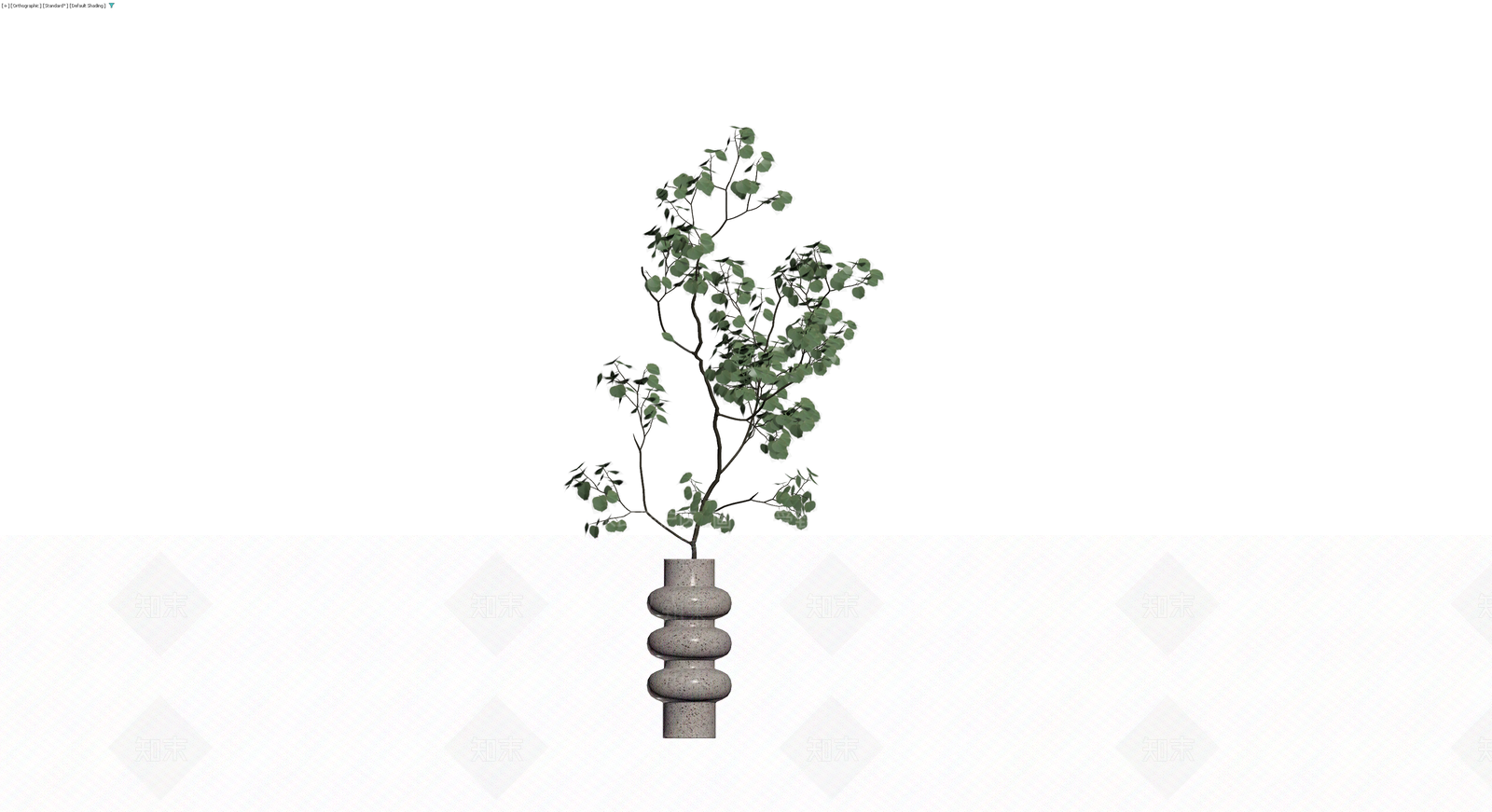 灰色花瓶配尤加利盆栽3D模型下载【ID:1230770890】