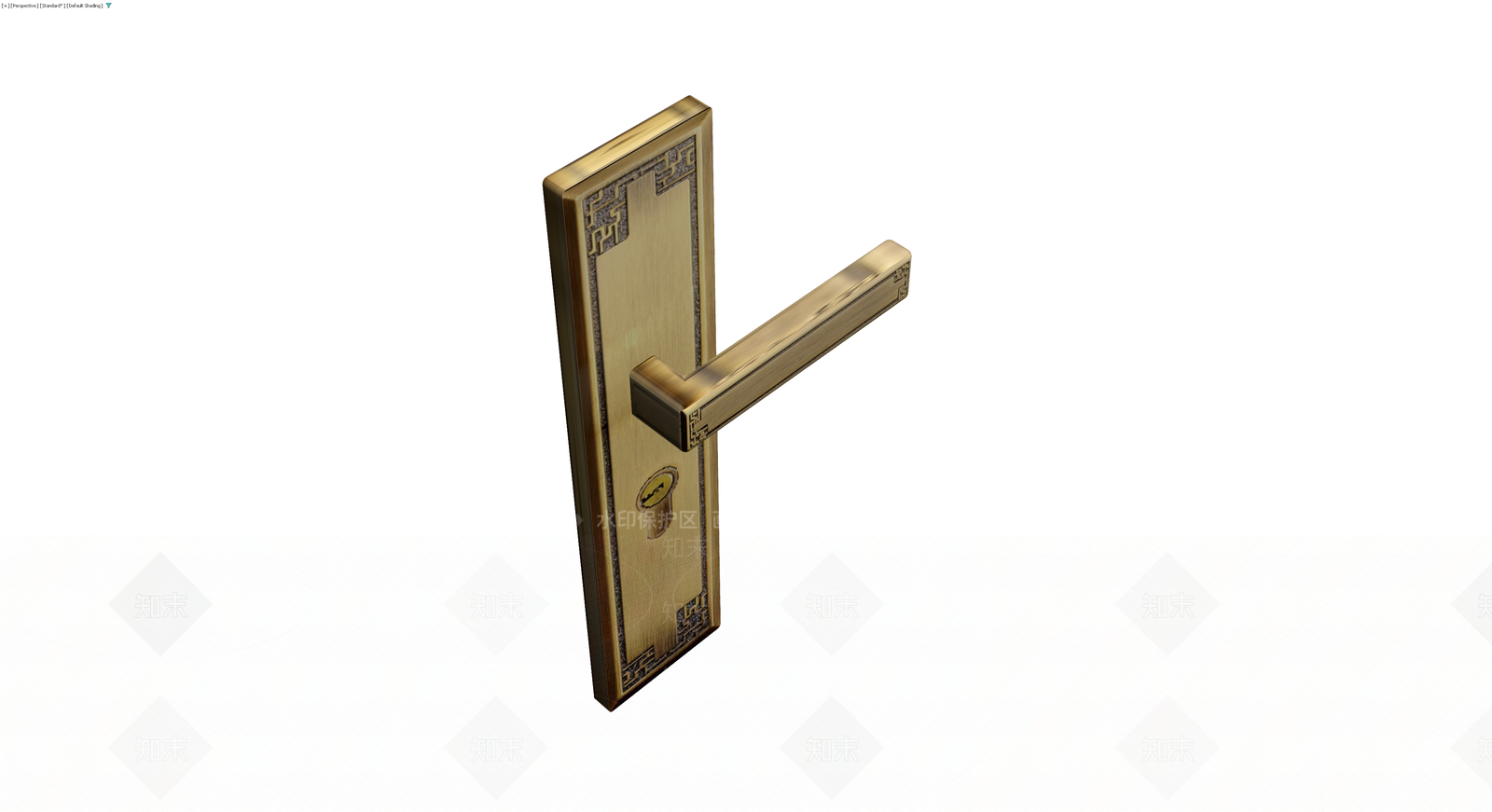 古铜色回纹门把手3D模型下载【ID:1230559186】