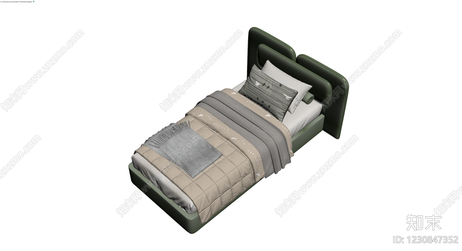 现代软包双人床组合3D模型下载【ID:1230847352】