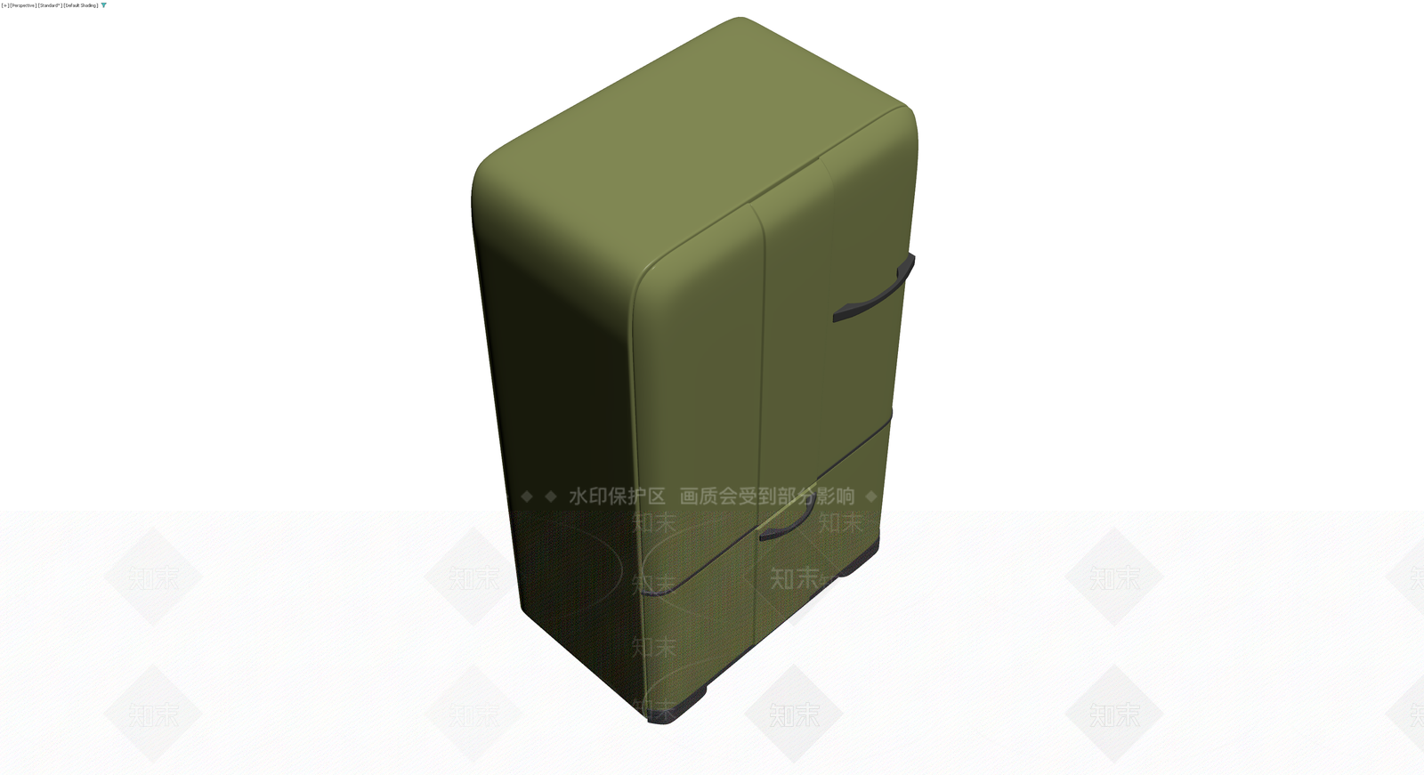 复古橄榄绿双门冰箱3D模型下载【ID:1230403812】