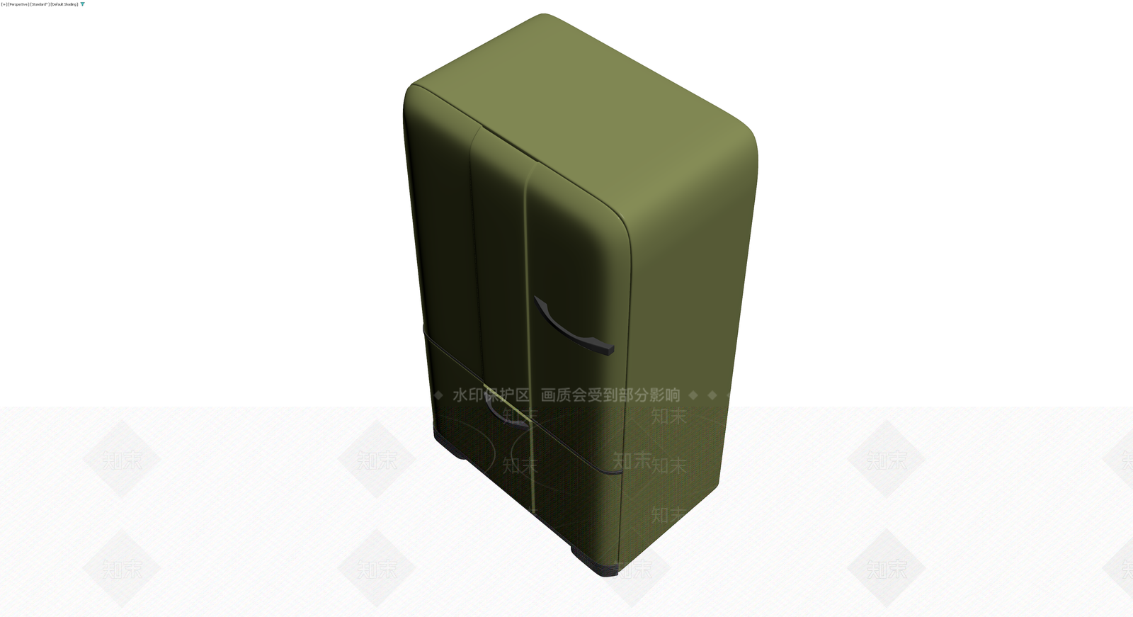 复古橄榄绿双门冰箱3D模型下载【ID:1230403812】