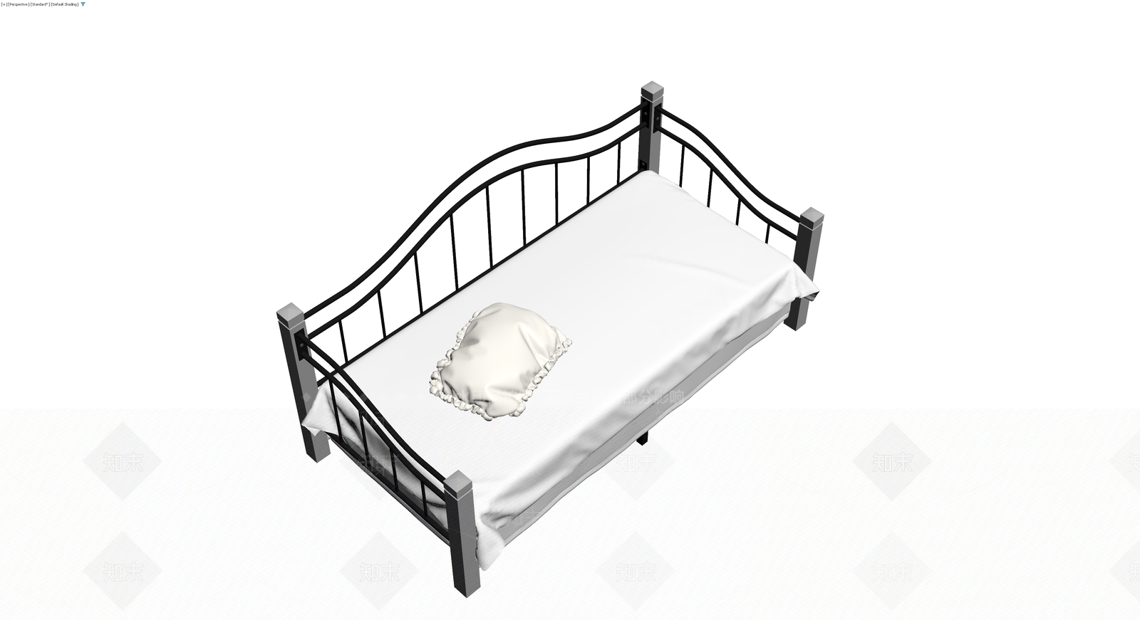 黑色铁艺双人床3D模型下载【ID:1229958351】