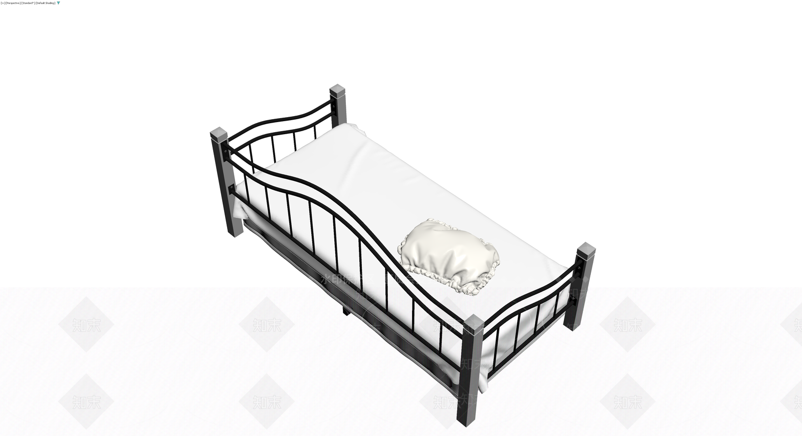 黑色铁艺双人床3D模型下载【ID:1229958351】