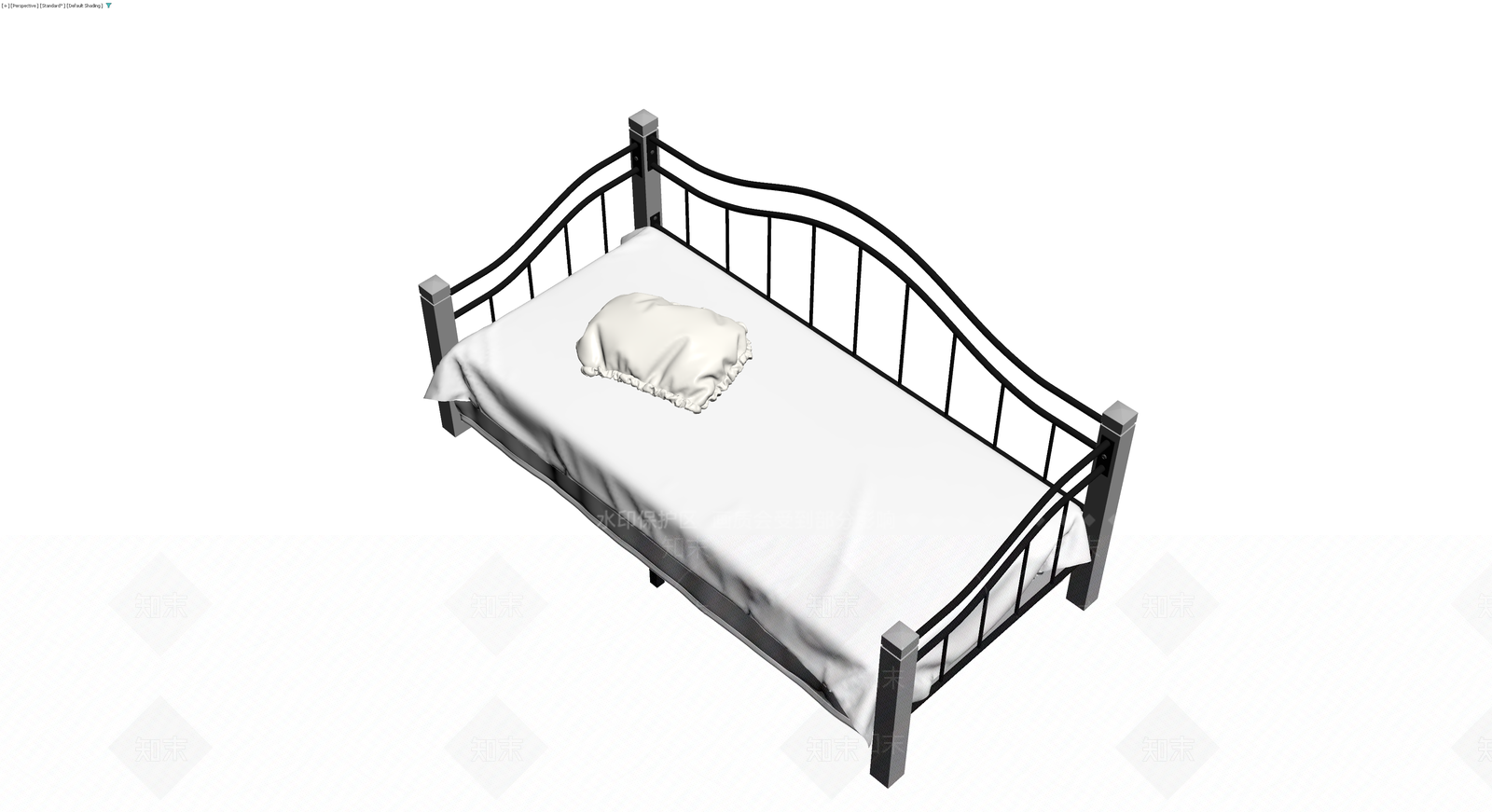 黑色铁艺双人床3D模型下载【ID:1229958351】
