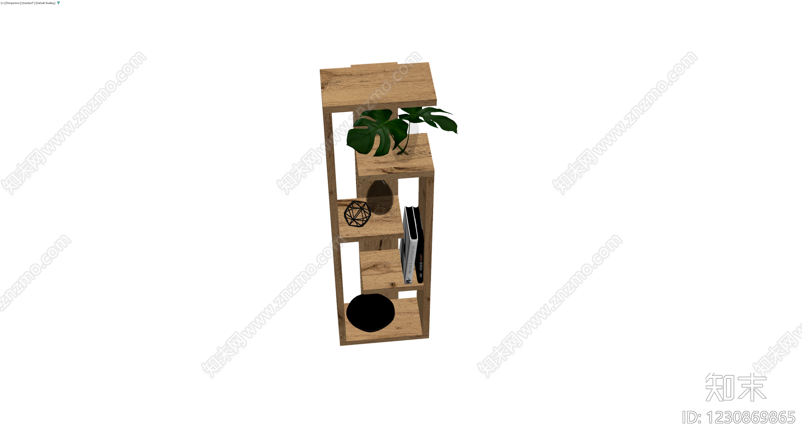 木质置物架带摆件3D模型下载【ID:1230869865】
