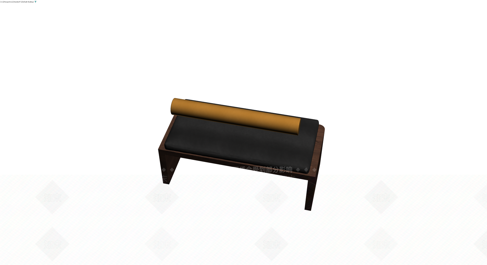 深色木质长凳配软垫3D模型下载【ID:1230656479】