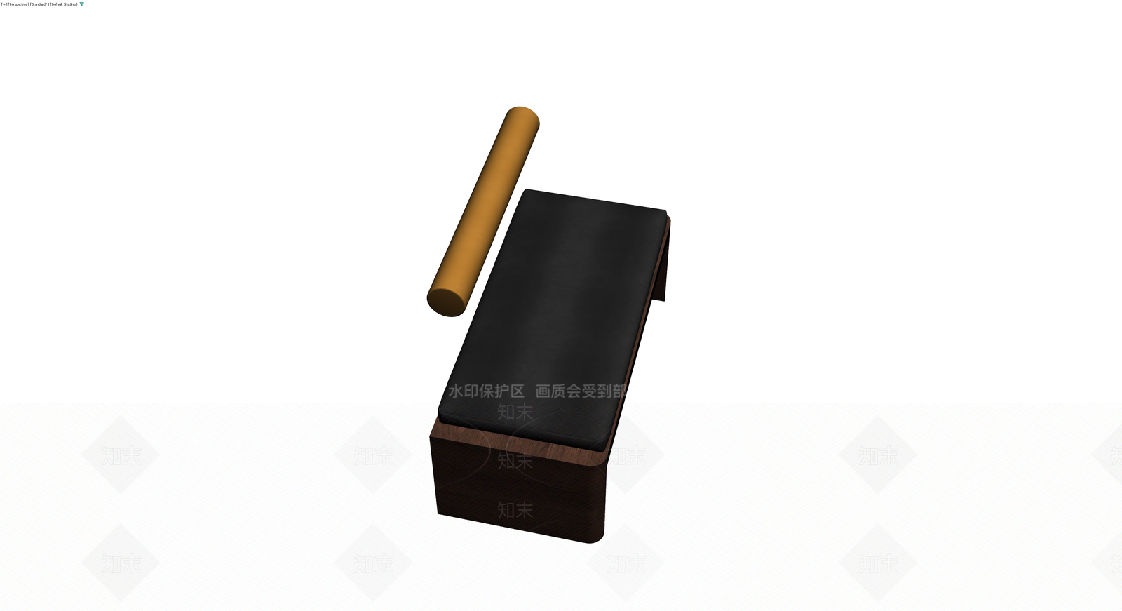 深色木质长凳配软垫3D模型下载【ID:1230656479】
