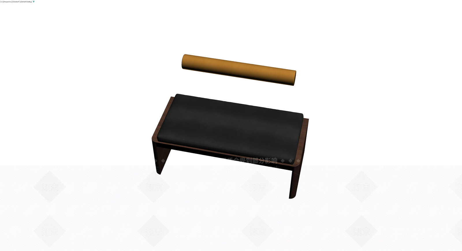 深色木质长凳配软垫3D模型下载【ID:1230656479】