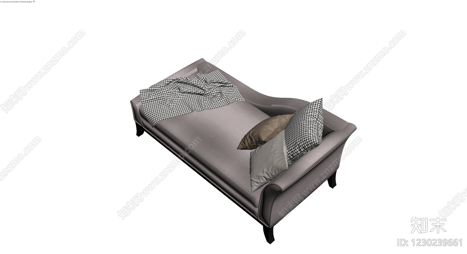 灰色布艺贵妃榻沙发3D模型下载【ID:1230239661】