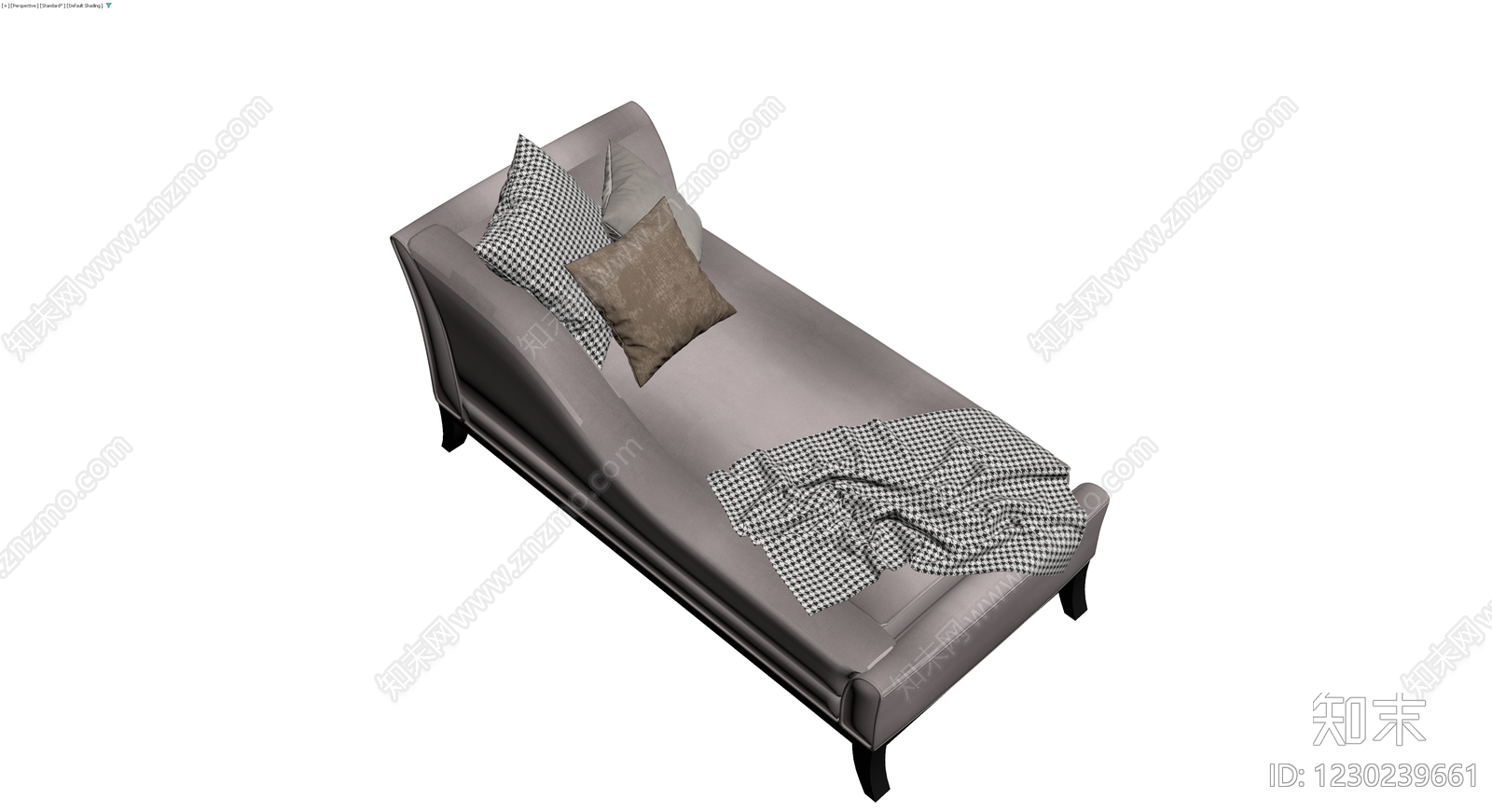灰色布艺贵妃榻沙发3D模型下载【ID:1230239661】