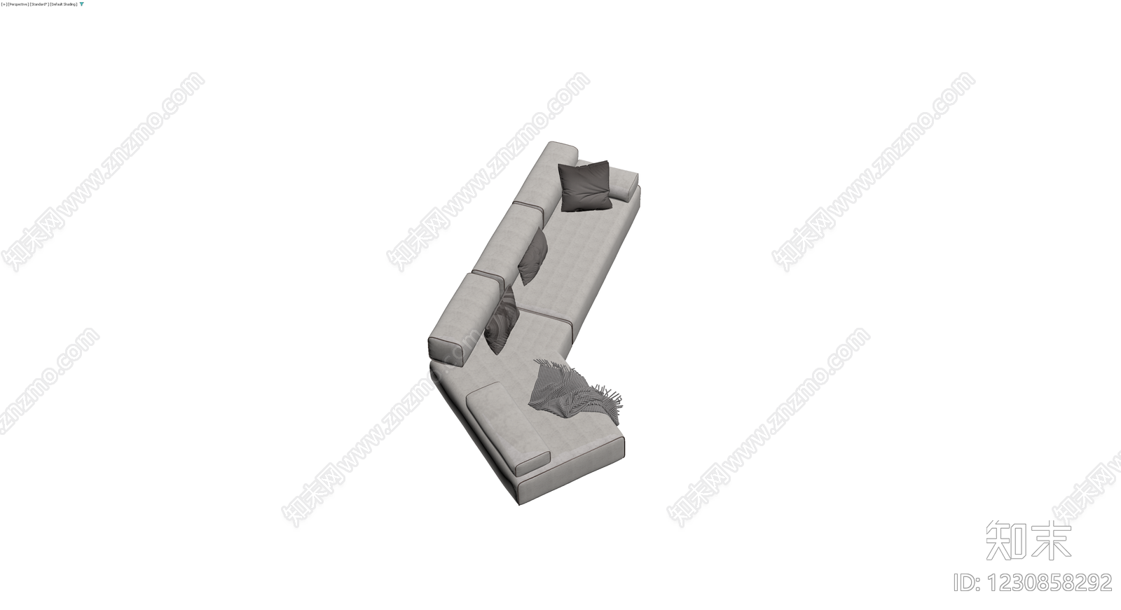 L型布艺沙发组合3D模型下载【ID:1230858292】
