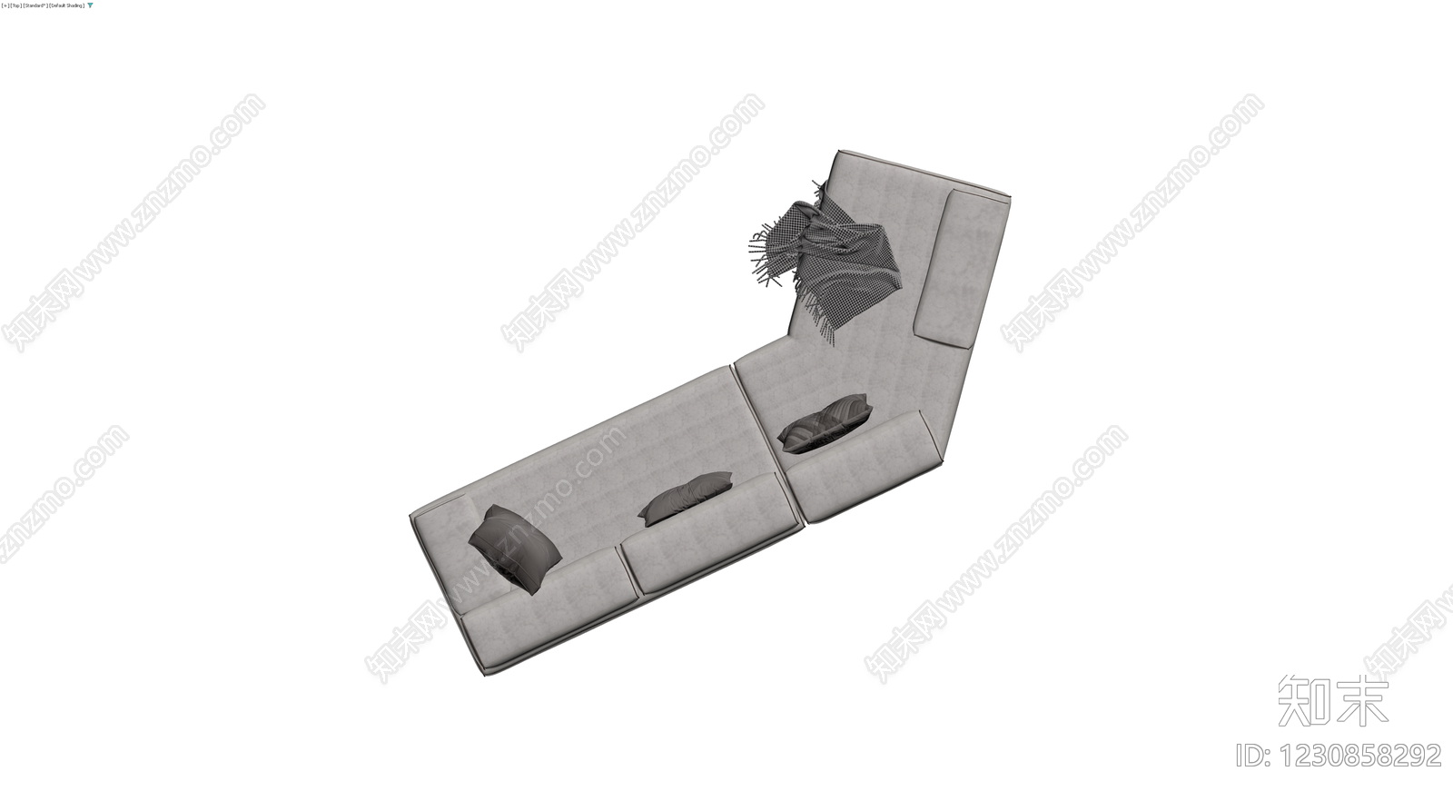 L型布艺沙发组合3D模型下载【ID:1230858292】