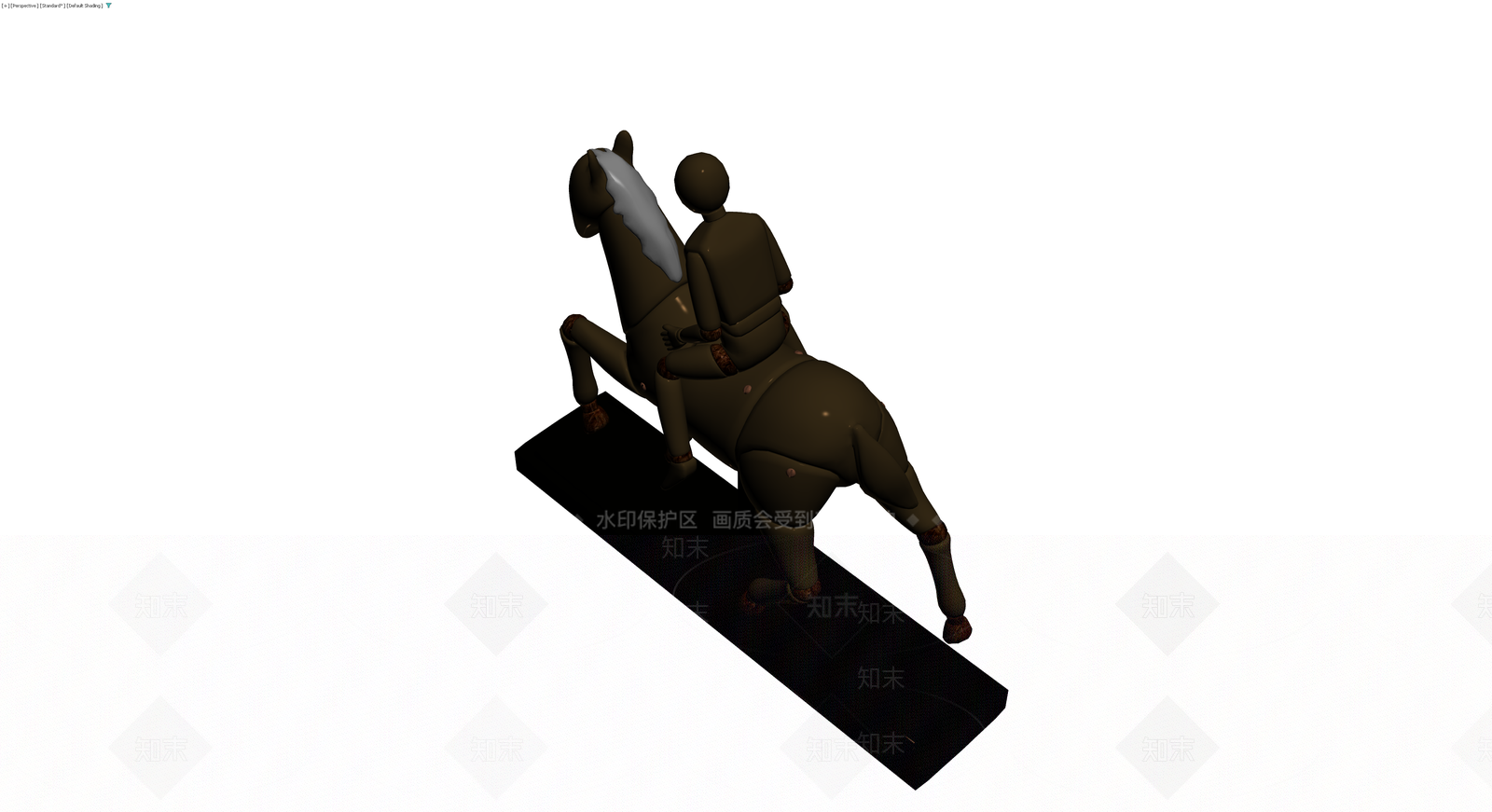 骑马人物雕塑灰模3D模型下载【ID:1229852551】