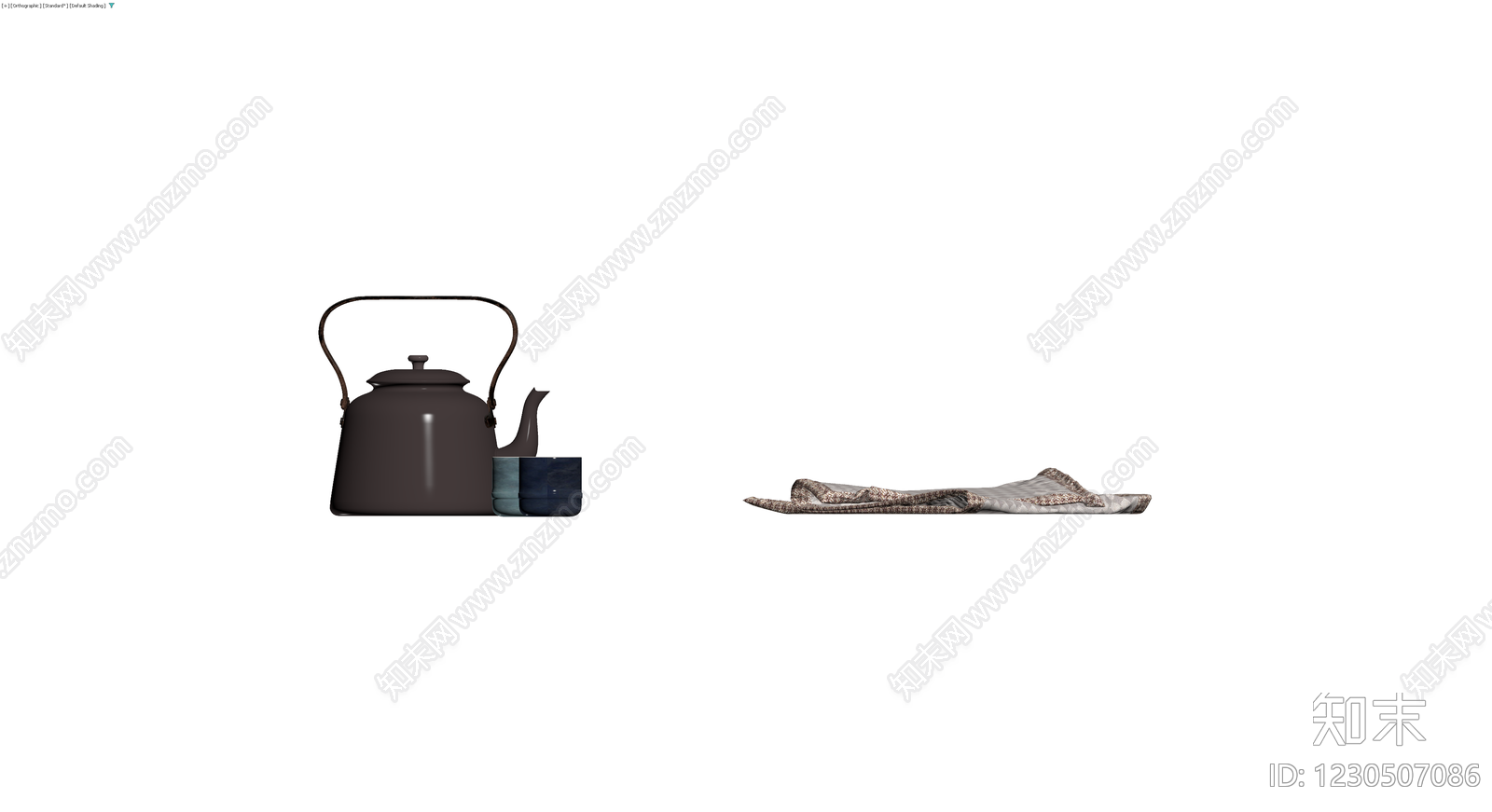 茶具套装组合（壶+杯+巾）3D模型下载【ID:1230507086】