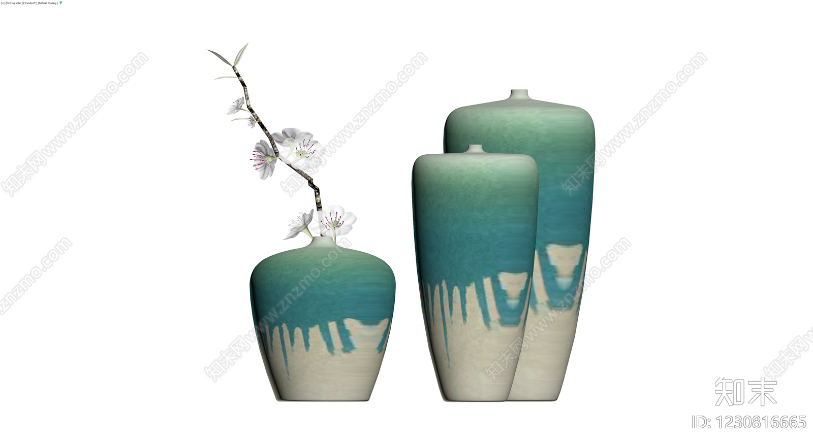 青釉流苏花瓶组3D模型下载【ID:1230816665】