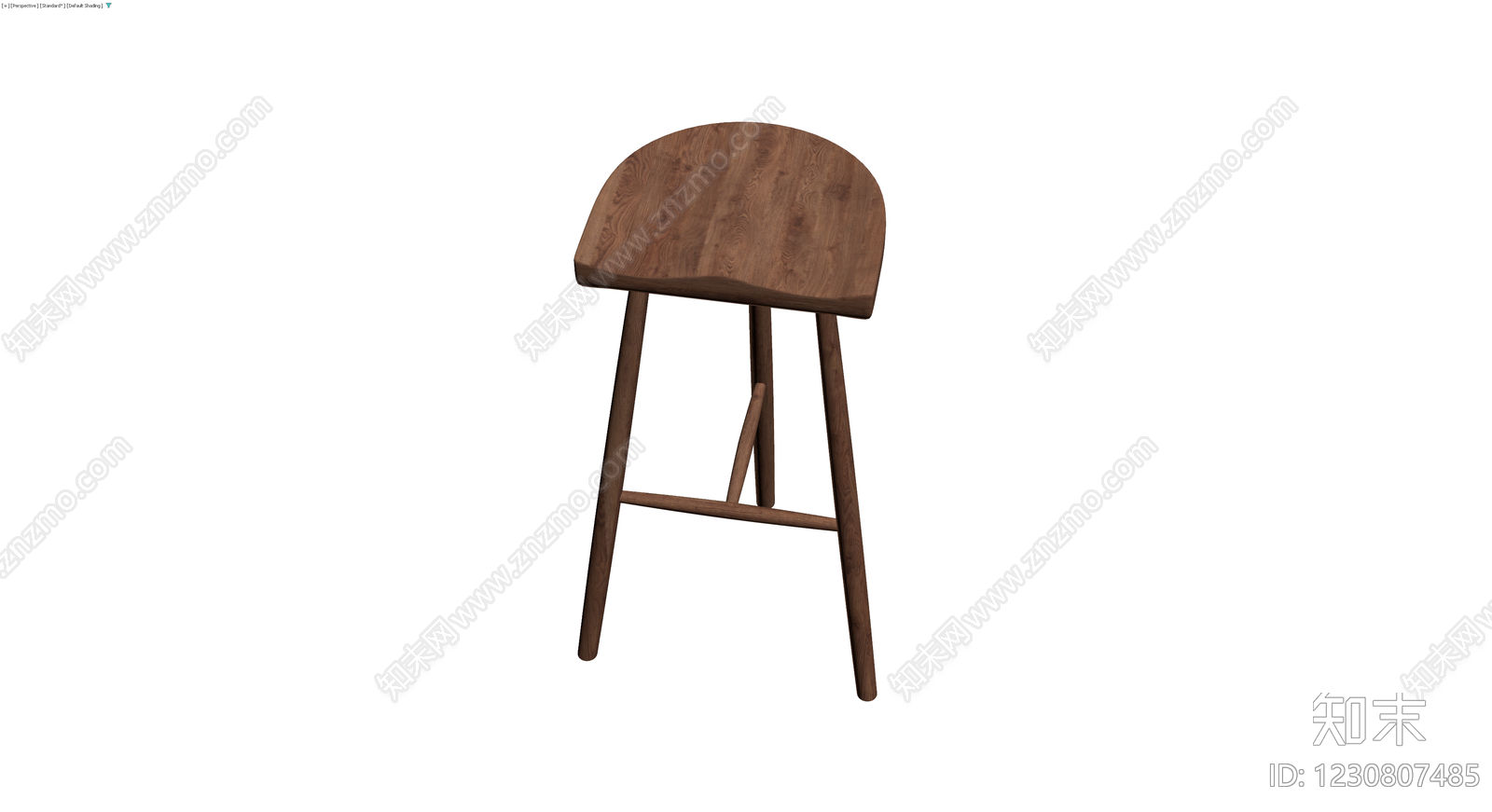 木质半圆高脚凳3D模型下载【ID:1230807485】
