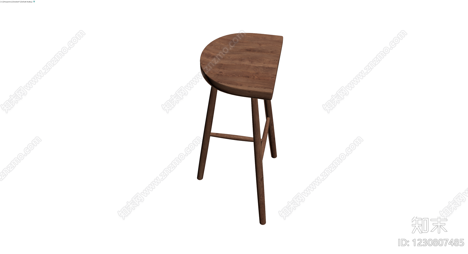 木质半圆高脚凳3D模型下载【ID:1230807485】