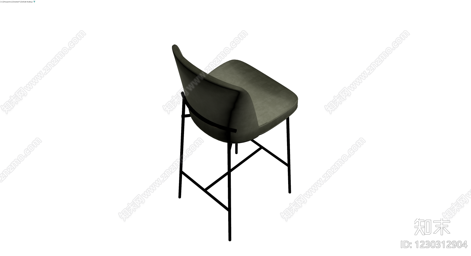 墨绿色软包高脚椅3D模型下载【ID:1230312904】