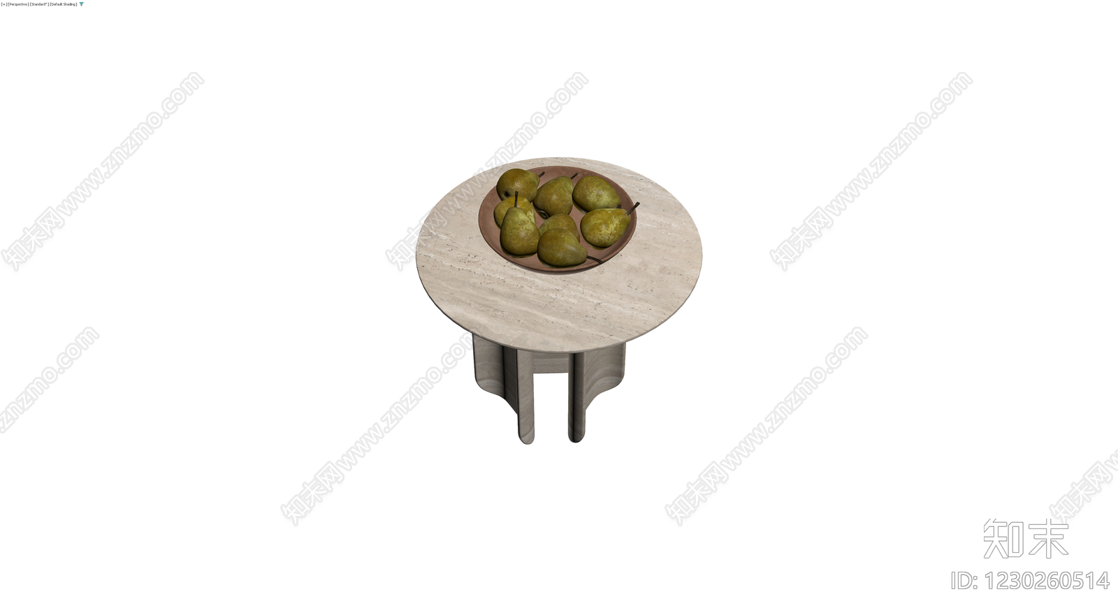 大理石边几配果盘3D模型下载【ID:1230260514】