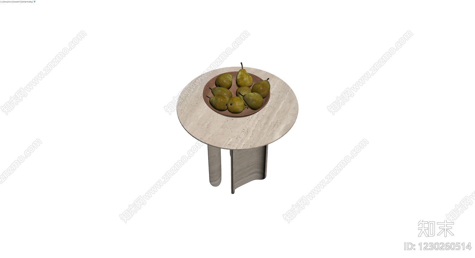 大理石边几配果盘3D模型下载【ID:1230260514】