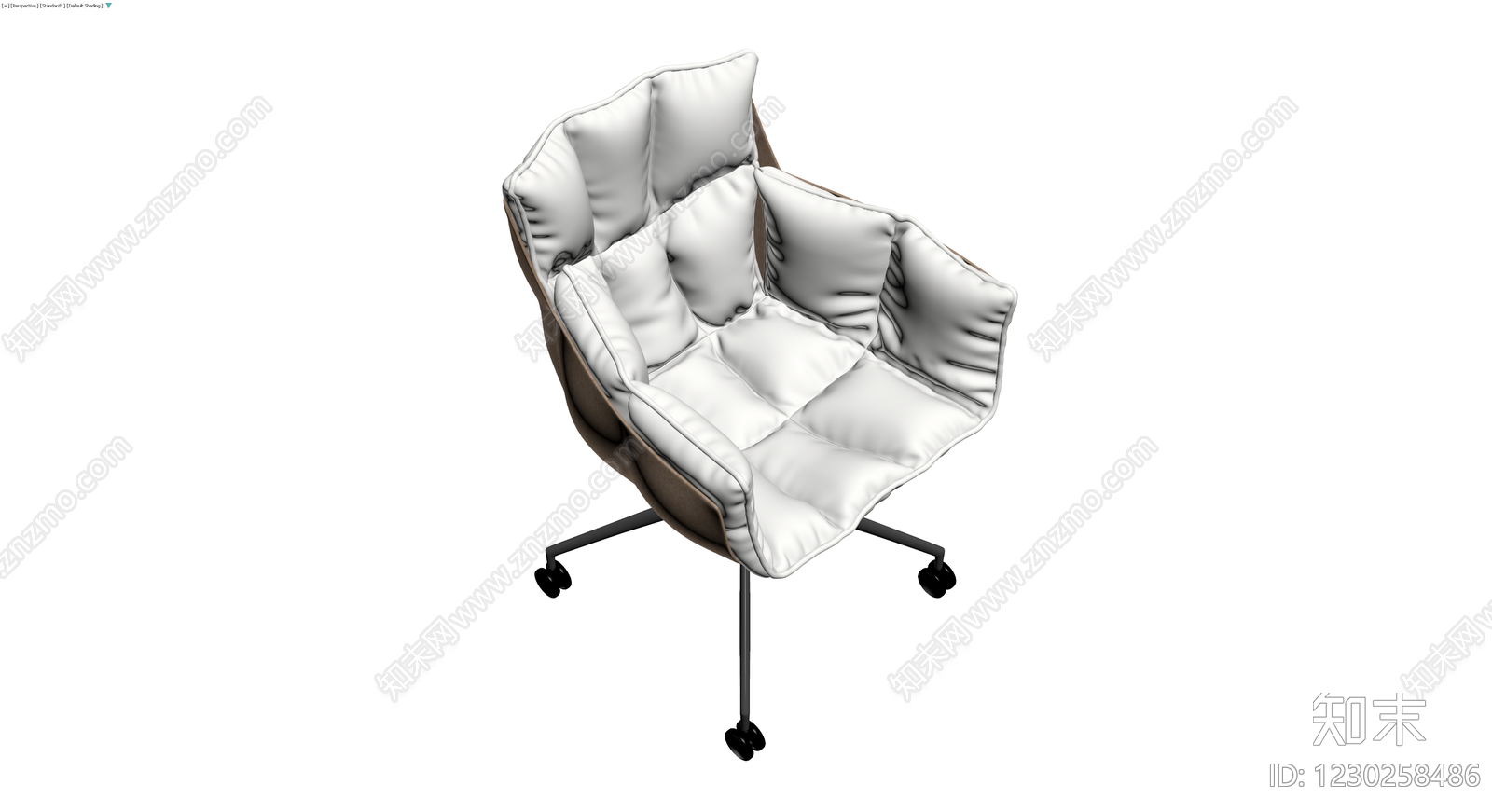 白色软包办公转椅3D模型下载【ID:1230258486】