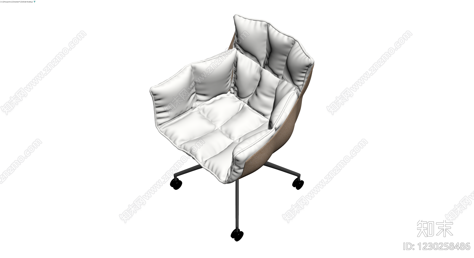 白色软包办公转椅3D模型下载【ID:1230258486】