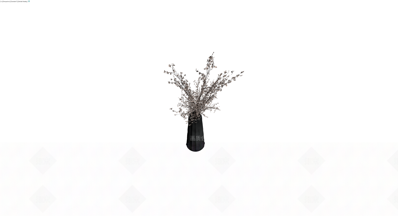 黑色纹理花瓶配干花3D模型下载【ID:1230085761】