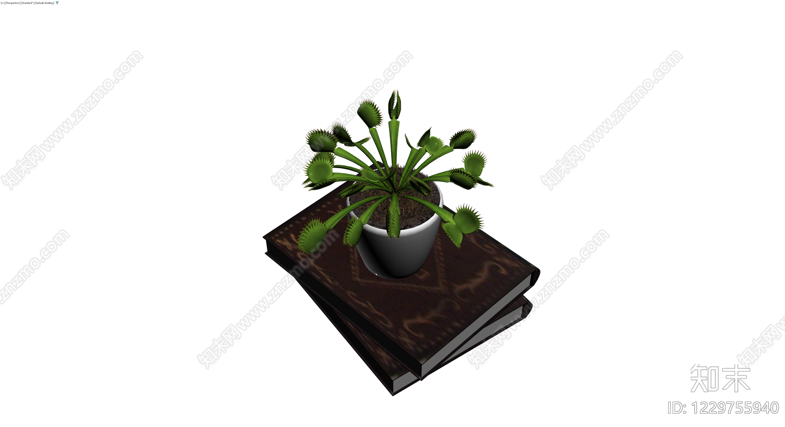 盆栽捕蝇草配书籍底座3D模型下载【ID:1229755940】