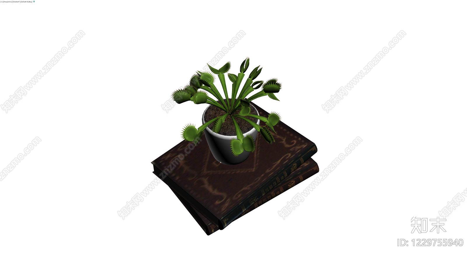盆栽捕蝇草配书籍底座3D模型下载【ID:1229755940】