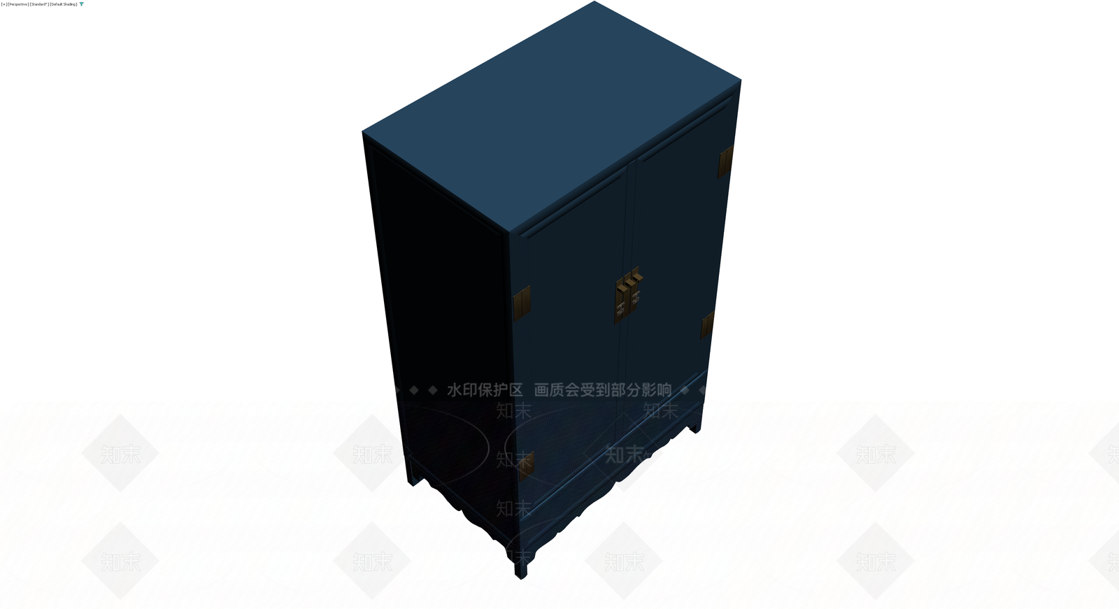 中式蓝色双门立柜3D模型下载【ID:1229909301】