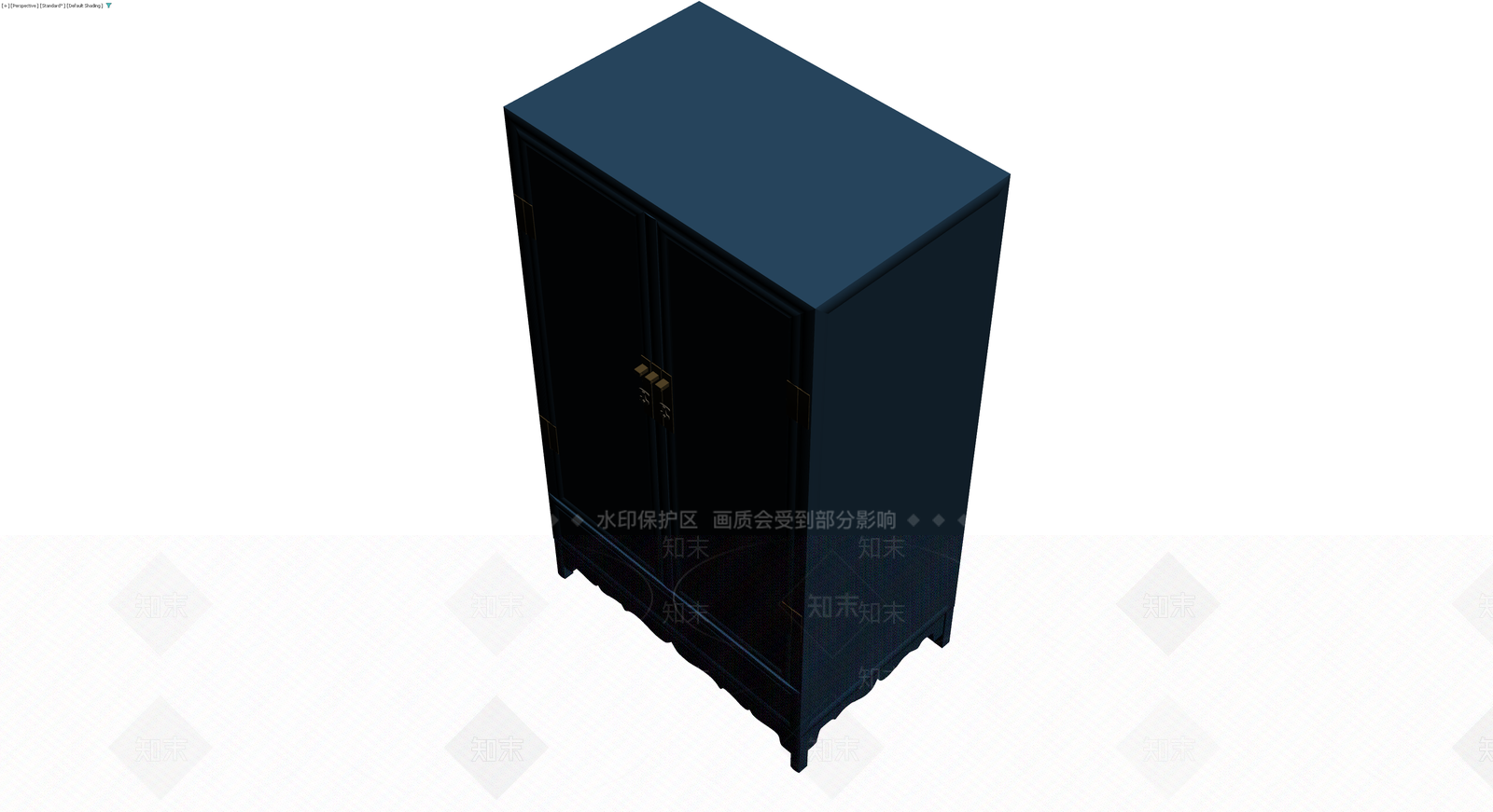 中式蓝色双门立柜3D模型下载【ID:1229909301】
