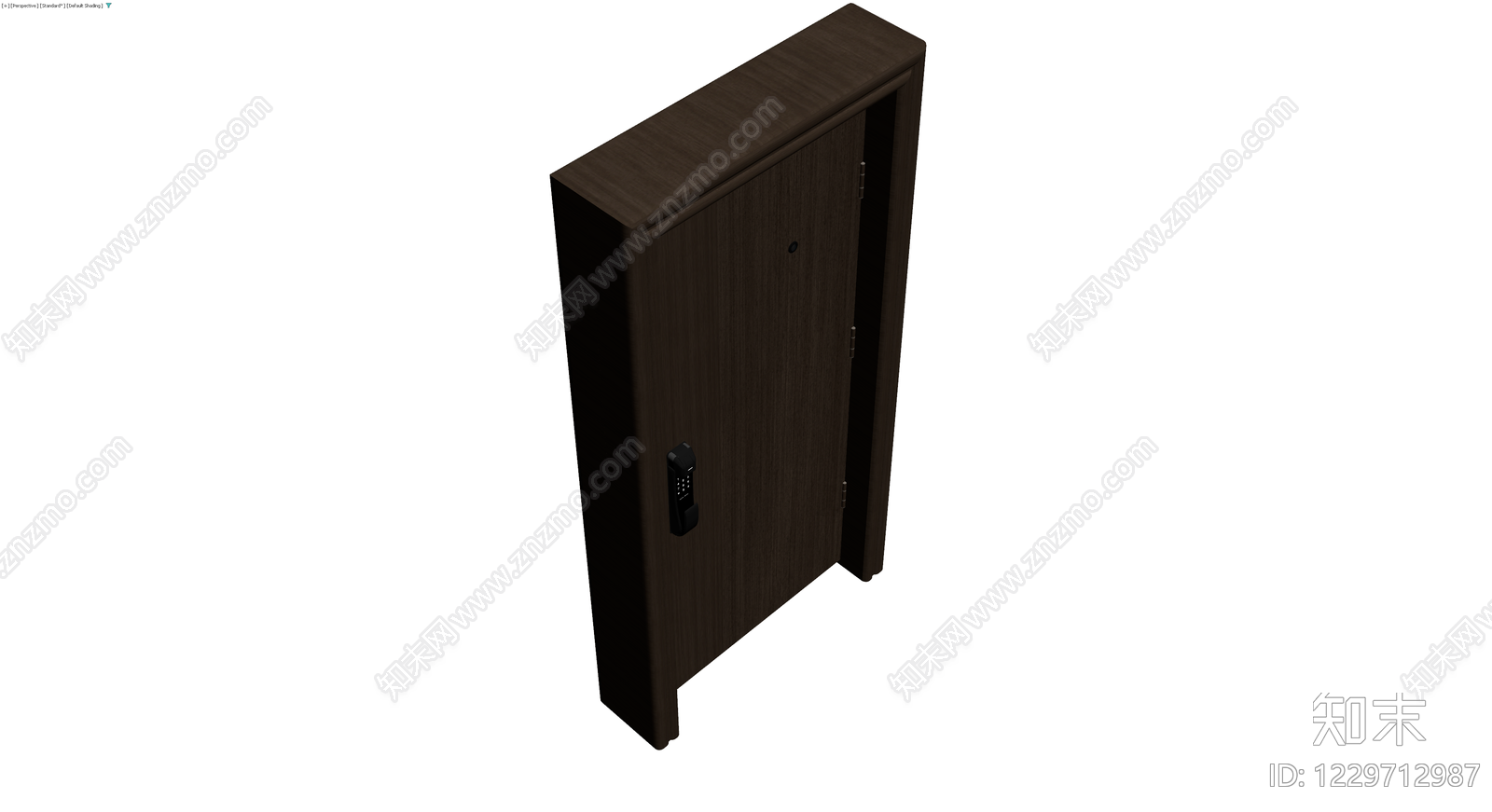 深胡桃木色智能防盗门3D模型下载【ID:1229712987】