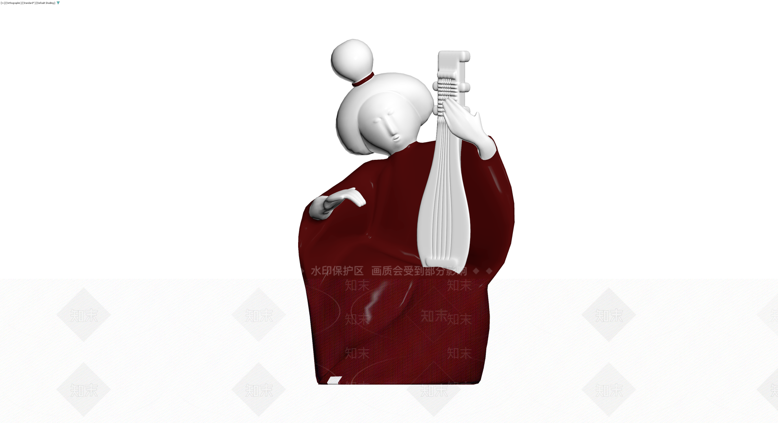 弹琵琶古装人物雕塑3D模型下载【ID:1230413314】