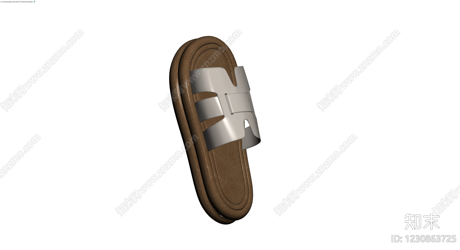 棕色厚底拖鞋3D模型下载【ID:1230863725】