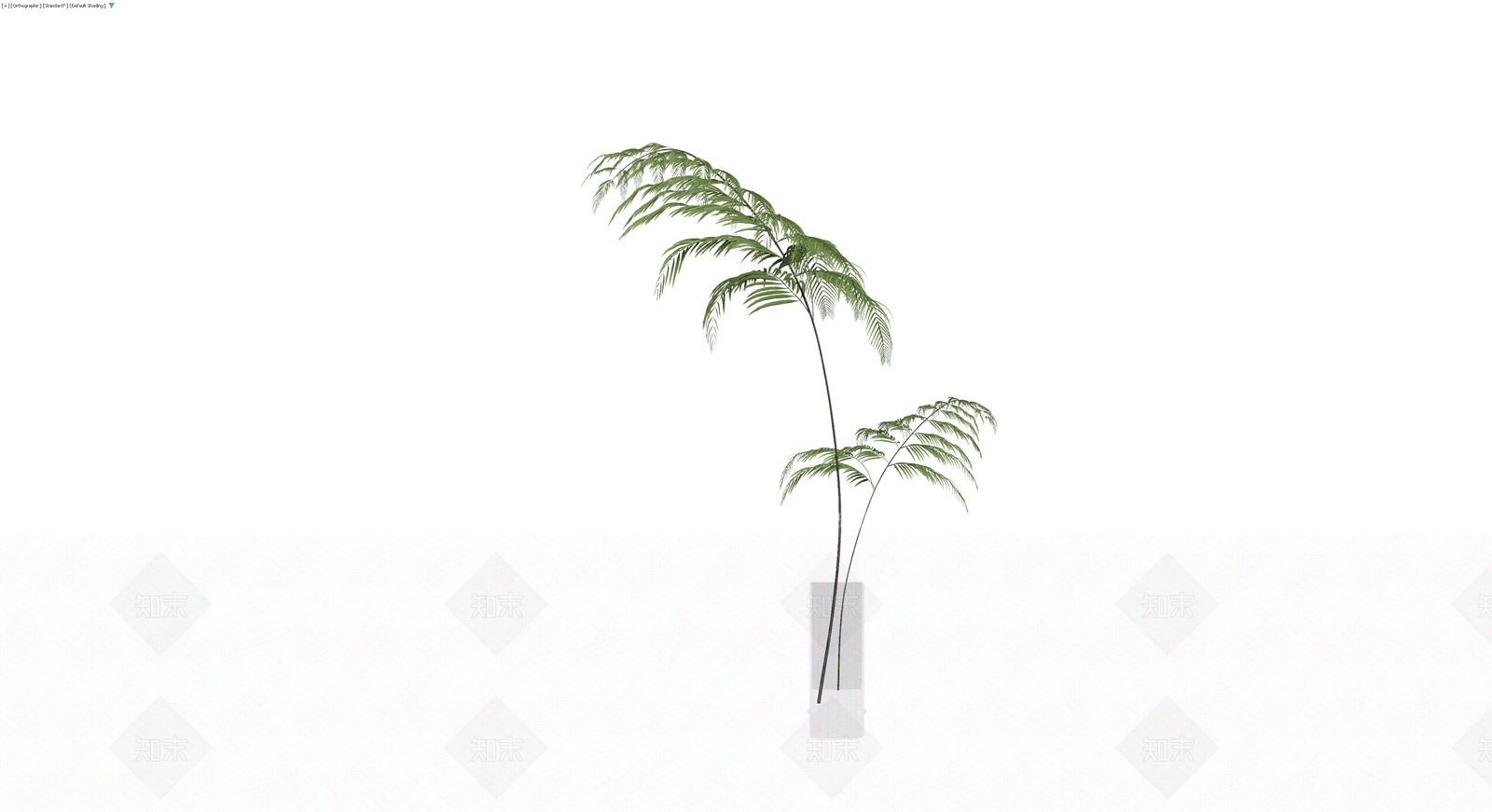 玻璃花瓶配绿植3D模型下载【ID:1229916189】